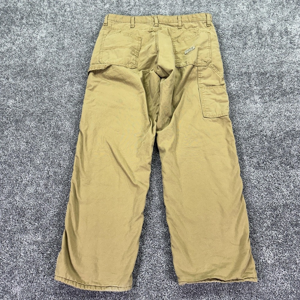 Wrangler Carpenter Pants Mens 34x30 Tan Fleece Lined Workwear Outdoor Pockets
